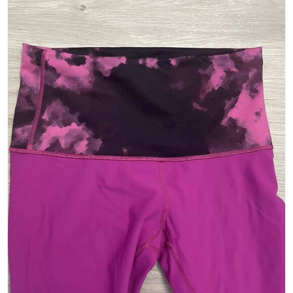 Lululemon Wunder Under Crop Black Raspberry pink Size 8 Reversible Leggings - Picture 2 of 11